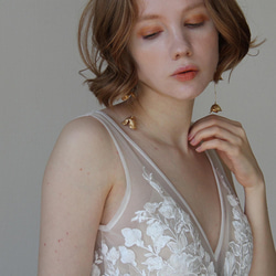 USAビンテージなフラワーパーツにゴールドデザイン ウエディングイヤリングwedding 【コクリコタッセル】 9枚目の画像