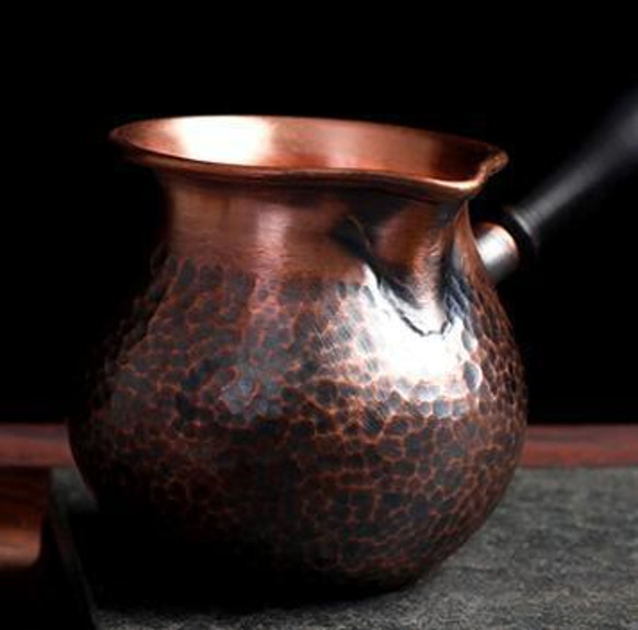 大人気★ 紫銅 銅製ポット お茶沸かし やかん ティーポット 水がスムーズに出られる 檀木製取っ手 彫刻の模様 水質を改 5枚目の画像