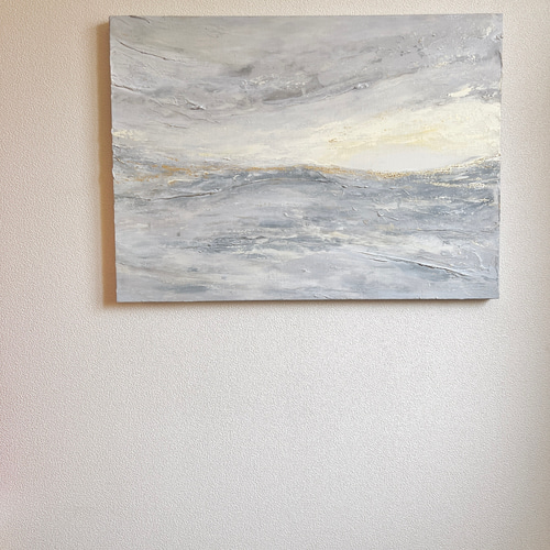 DAWN - グレー 白 金 ゴールド 絵画 インテリア アート 絵画 現代