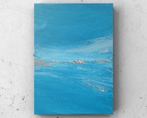 青色系 波と空の風景 絵画海 青色系 波と空の風景 絵画海