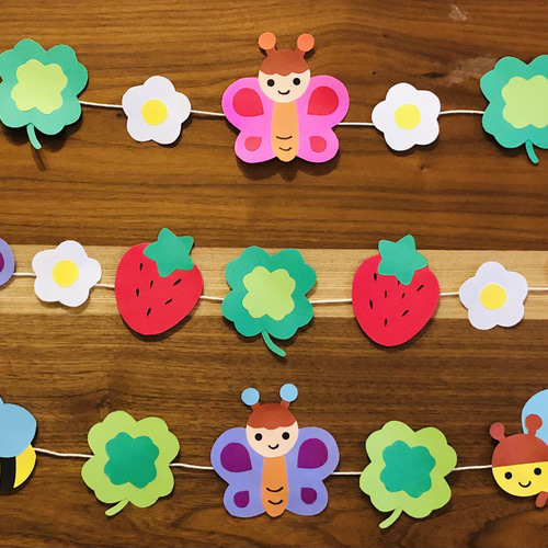 壁面飾り 春いっぱいガーランド 生地 Saki's factory☆ 通販 13601882