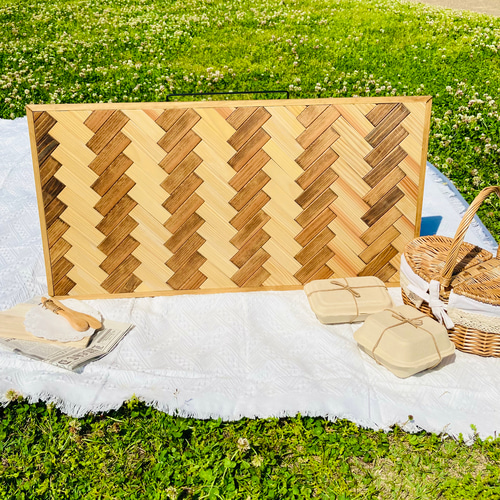 折りたたみローテーブル ヘリンボーン柄 木製 キャンプ アウトドア 折りたたみローテーブル ヘリンボーン柄 木製 キャンプ アウトドア