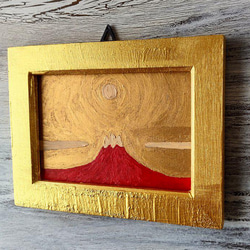 運気アップ絵画「赤富士」油彩・原画・壁掛け・独立スタンド付き 7枚目の画像