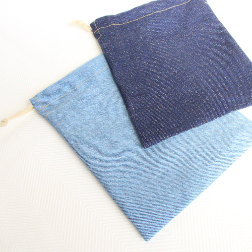 【order】ニコちゃん　ランチョンマット　デニム風　巾着　シンプル　無地 order】ニコちゃんランチョンマットデニム風巾着シンプル無地