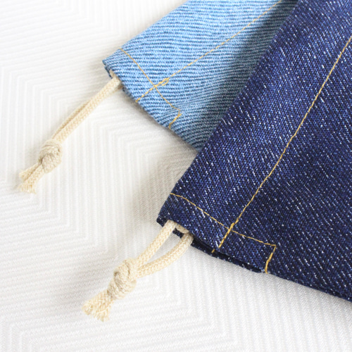 order】ニコちゃんランチョンマットデニム風巾着シンプル無地