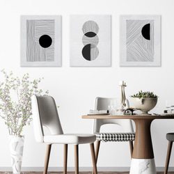 キャンバスパネル_モノトーン キャンバスアート 3枚セット 抽象画300