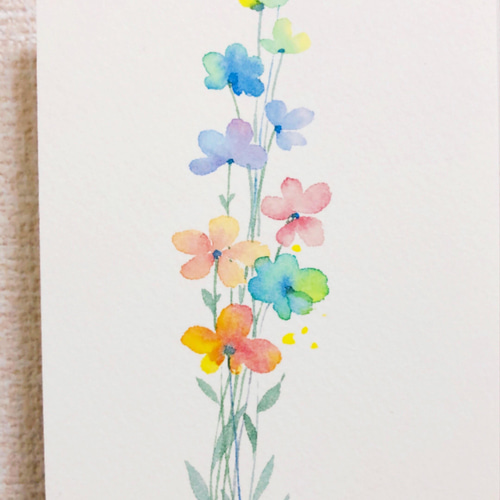 コスモス」水彩画 雅子 ひど 作 真筆画 CSM4 売買された