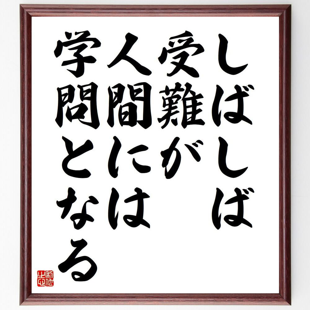 アイソーポス（イソップ）の名言「しばしば受難が人間には学問となる」手書き書道色紙額／受注後の毛筆直筆（Y5136）