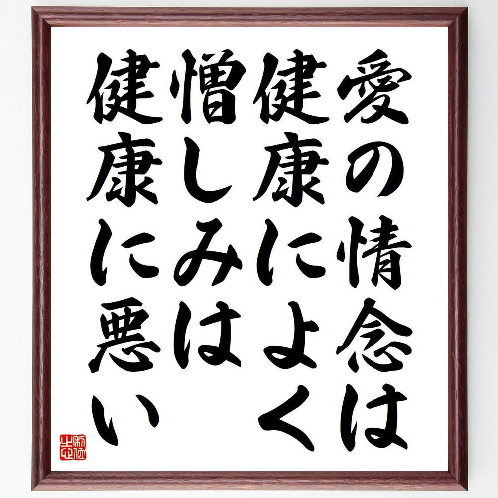 アランの名言「愛の情念は健康によく、憎しみは健康に悪い」手書き書道色紙額／受注後の毛筆直筆（Y5139）
