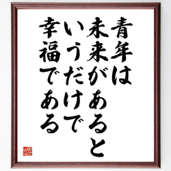 ニコライ・ゴーゴリの名言「青年は未来があるというだけで幸福である」／額付き書道色紙／受注後直筆(Y5292) 1枚目の画像