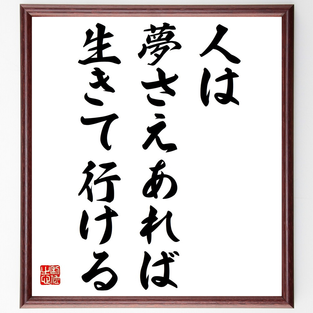名言「人は夢さえあれば生きて行ける」手書き書道色紙額／受注後の毛筆直筆（Y5363）