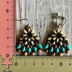 【再出品】beads earrings - ivory turquoise 4枚目の画像