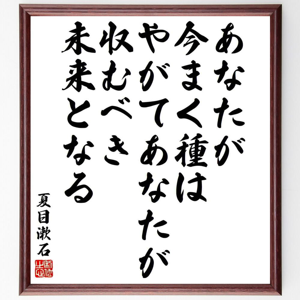 夏目漱石の名言「あなたが今まく種は、やがてあなたが収むべき未来となる」手書き書道色紙額／受注後の毛筆直筆（Y5415）