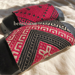 和柄ギターストラップ 扇面/青-黒 京都西陣織 金襴生地 tiny products