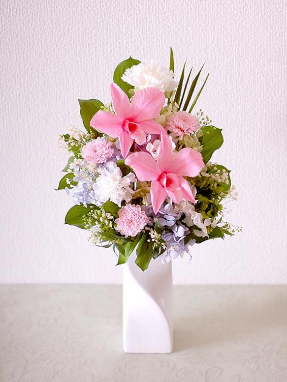 【仏花】ピンクのデンドロビウムを使ったトール系仏花【供花】 3枚目の画像