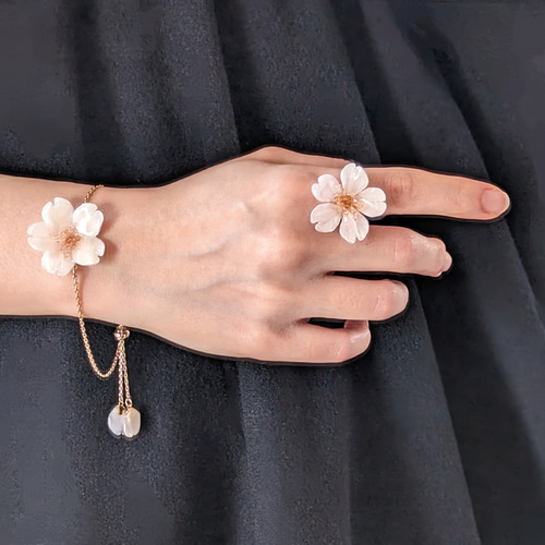 K14GF】【受注制作】本物の桜 厳選したお花で仕上げたリング K14GF】【受注制作】本物の桜 厳選したお花で仕上げたリング