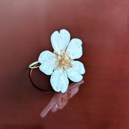 K14gf】桜の花とツイストリング ピアス(イヤリング変更可
