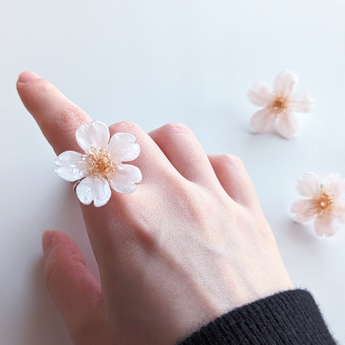 K14GF】【受注制作】本物の桜 厳選したお花で仕上げたリング K14GF】【受注制作】本物の桜 厳選したお花で仕上げたリング