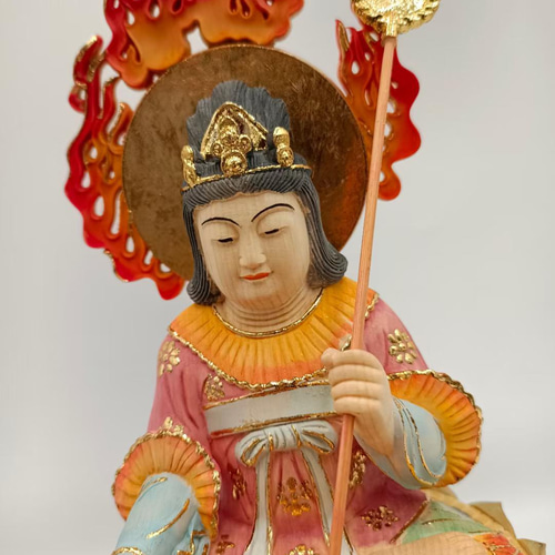 摩利支天 彩繪 稀少珍品 精密彫刻 木彫仏像 供養品 木彫り 仏像 職人