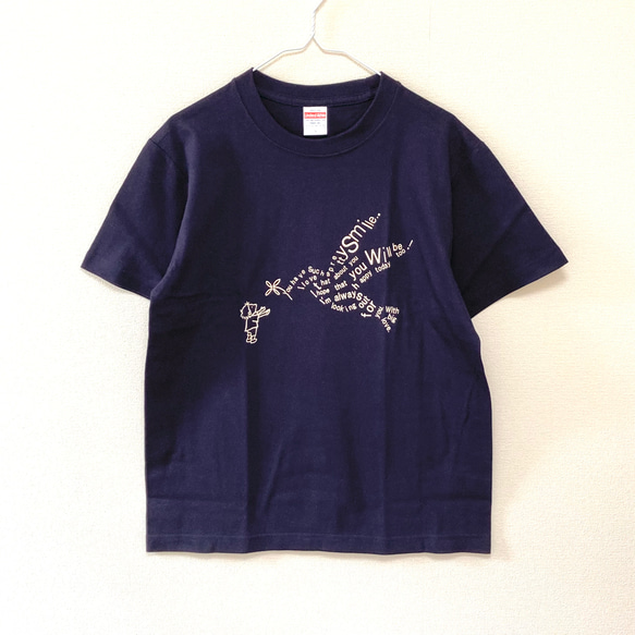 【SALE】Tシャツ「bird」ネイビー・残りメンズSサイズ１点限り 2枚目の画像