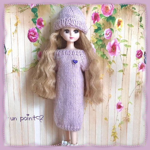ドール服 桜色ニットワンピースとニット帽 2点セット その他人形 un  
