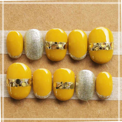 マスタードイエロー ネイルチップ 秋冬マスタードイエロー ネイルチップ（つけ爪） yuki-nail 通販