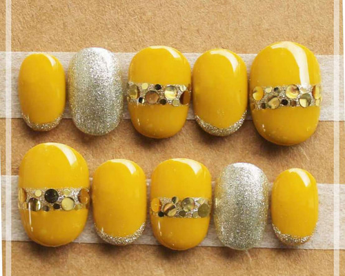 マスタードイエロー ネイルチップ 71467c61cfd3da23beb9cbb67b9128