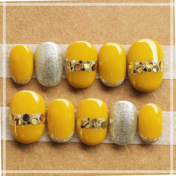 マスタードイエロー ネイルチップ 秋冬マスタードイエロー ネイルチップ（つけ爪） yuki-nail 通販