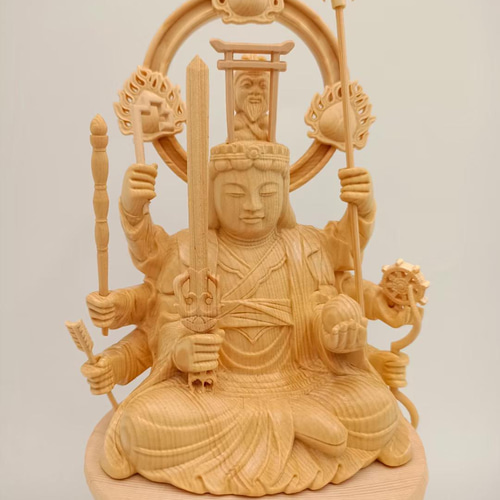 最高級 八臂弁財天 細工精彫 木彫仏像 超絶技巧 檜材 職人手作り 置物