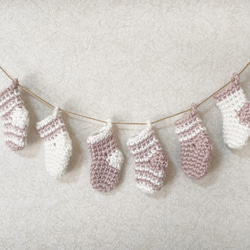 【期間限定】クリスマスガーランド ミニ靴下 ピンク×ホワイトカラー 4枚目の画像