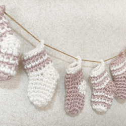 【期間限定】クリスマスガーランド ミニ靴下 ピンク×ホワイトカラー 5枚目の画像