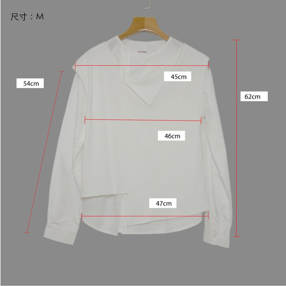 白色兩件式不對稱上衣 第8張的照片