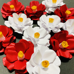 椿（赤/白）ペーパークラフト／ペーパーフラワー花 その他素材