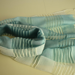 シルクとコットンの透かし織りストール「アクアマリン」 11枚目の画像