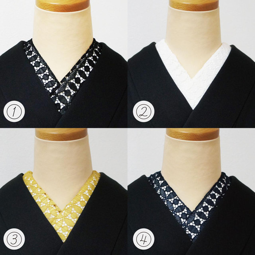 洗える半衿 高級ﾚｰｽ化繊 選べる4色【変り七宝 花柄】すごく可愛いです