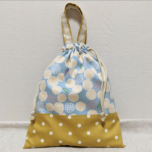 入園入学5点セット♪たんぽぽ 花柄 ライトブルー レッスンバッグ まい
