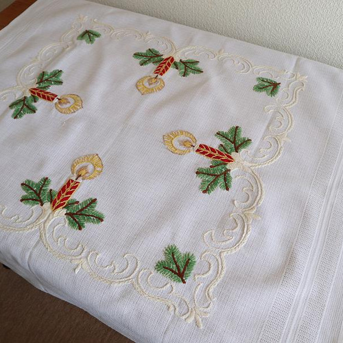 ドイツの手仕事☆ほんわりと炎が揺れる赤いキャンドルともみの木の枝の