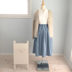 【受注製作】水色×ブルー レトロ柄スカート 4枚目の画像