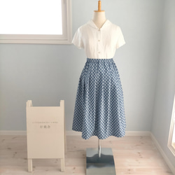 【受注製作】水色×ブルー レトロ柄スカート 3枚目の画像