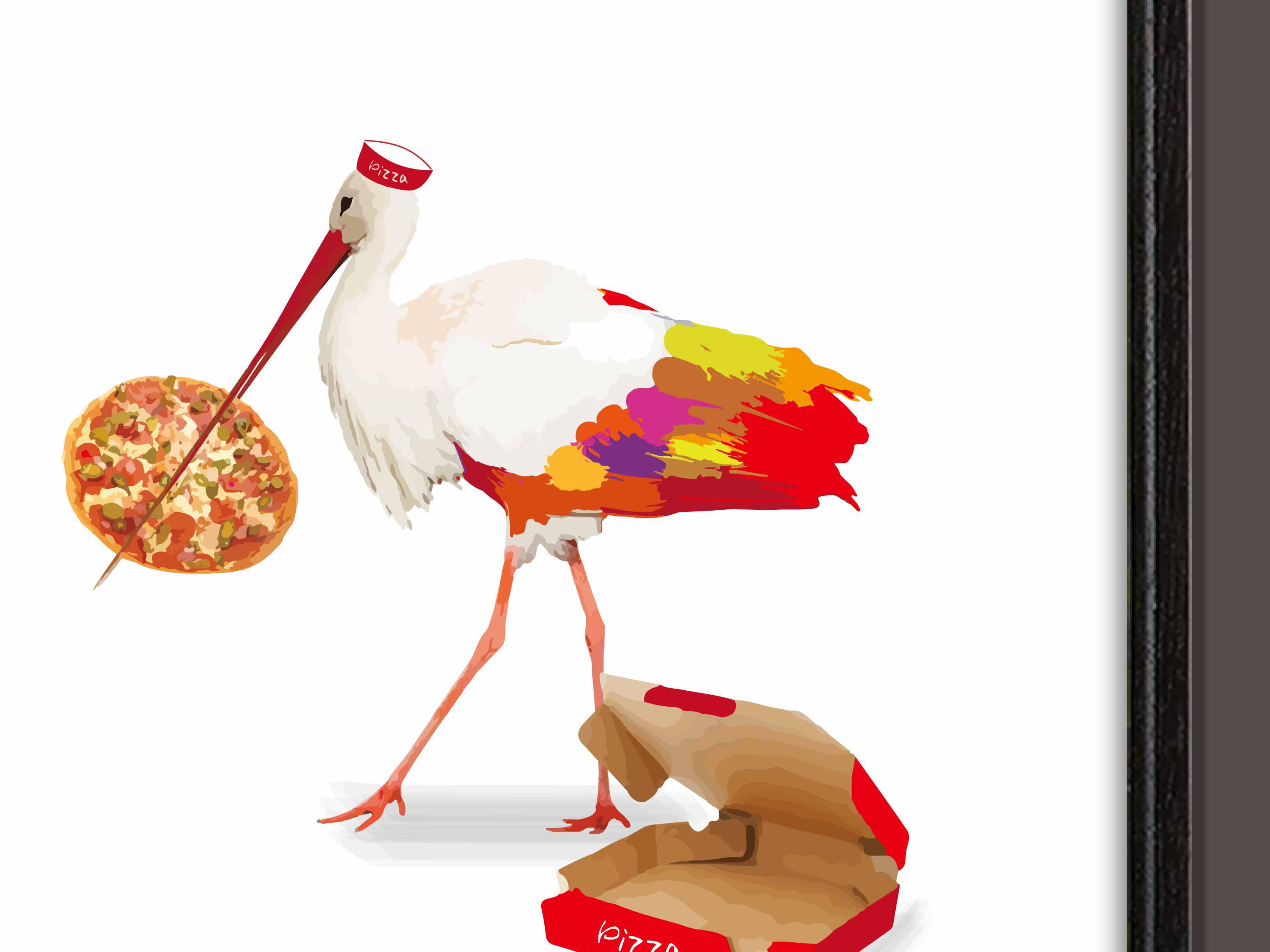 ピザ配達　鳥　コウノトリ　送料無料　アートポスター　ポスター　アート/seiで検索新着順　c-305