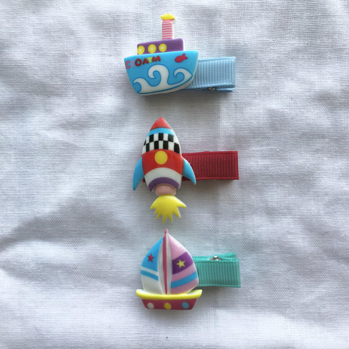 ヨット＆カメさん☆ベビーヘアクリップヘアゴム