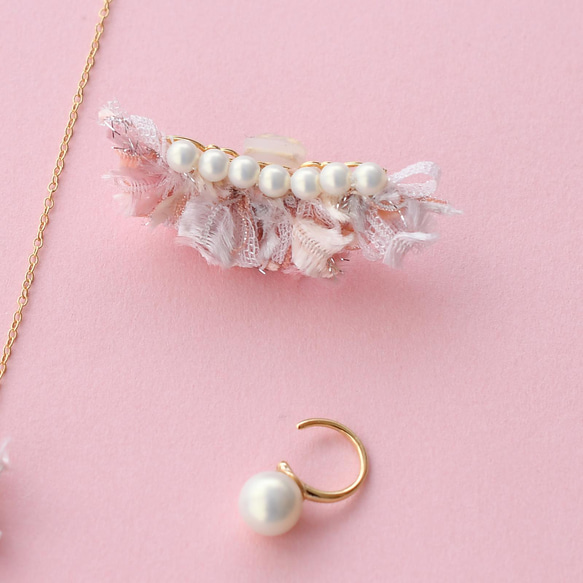 數量有限【春季福袋】珍珠流蘇項鍊和耳套 第3張的照片
