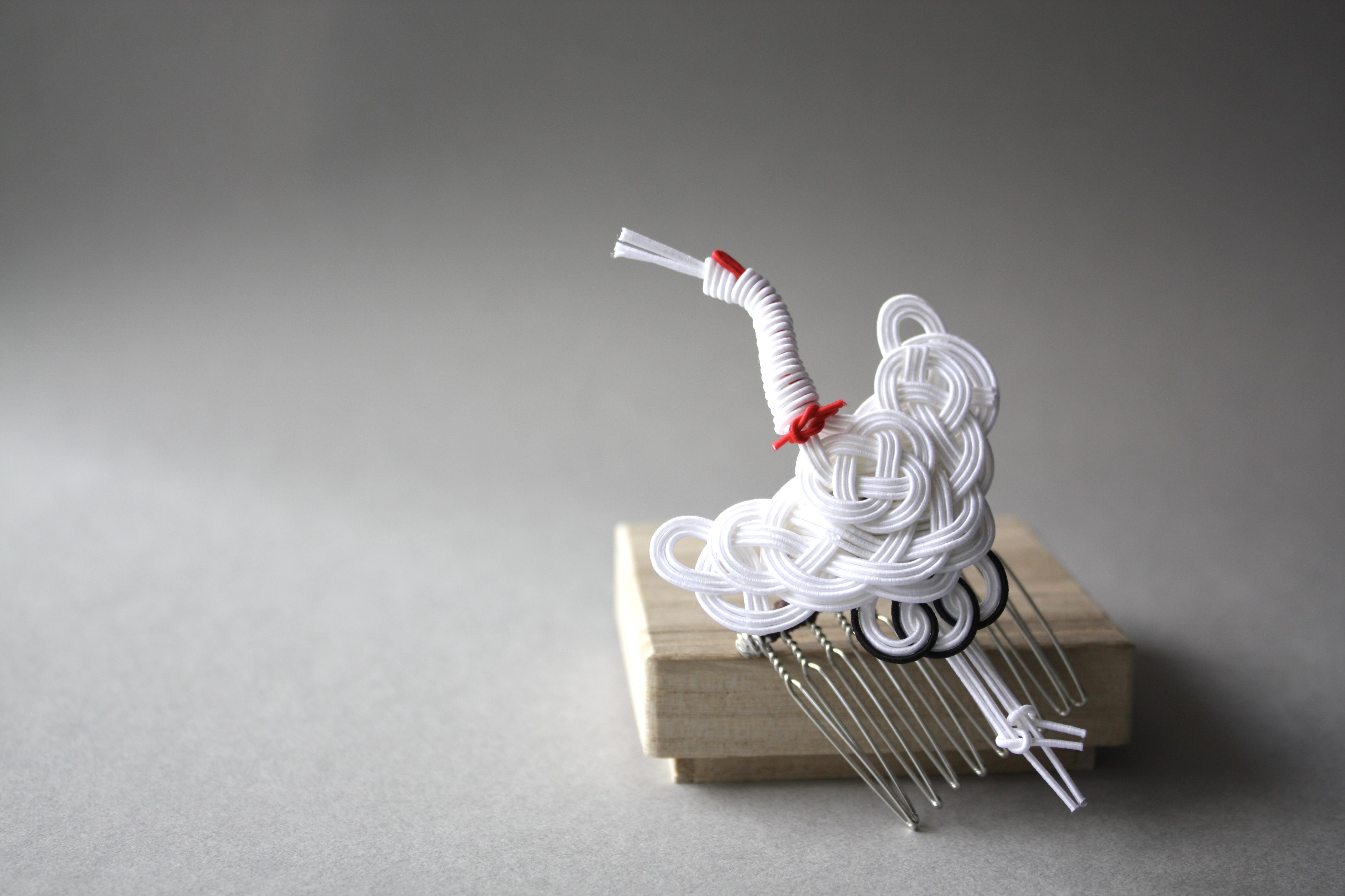 水引髪飾り　鶴