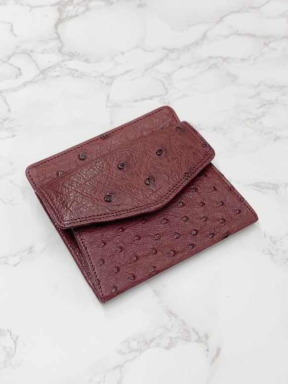 日本製 上質 クライン・カルー オーストリッチ 薄型 財布 コンパクト