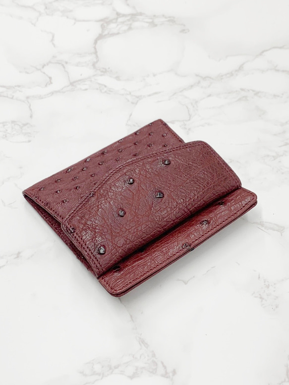 日本製　上質　クライン・カルー　オーストリッチ　財布　コンパクトウォレット　エキゾチックレザー　 2枚目の画像