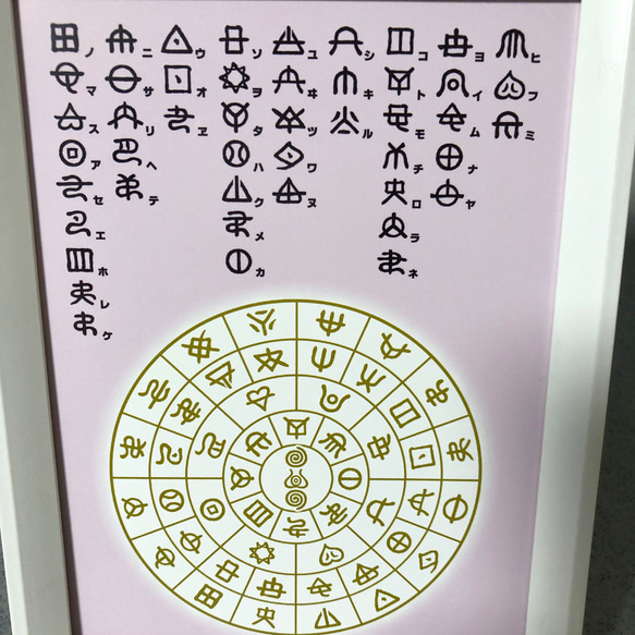 ヲシテ（ホツマ）文字　ひふみ祝詞とフトマニ図　簡易フレーム入り　NO853 4枚目の画像