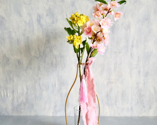 桜と菜の花】｜アーティフィシャルフラワー 花瓶アレンジ| 春｜ギフト