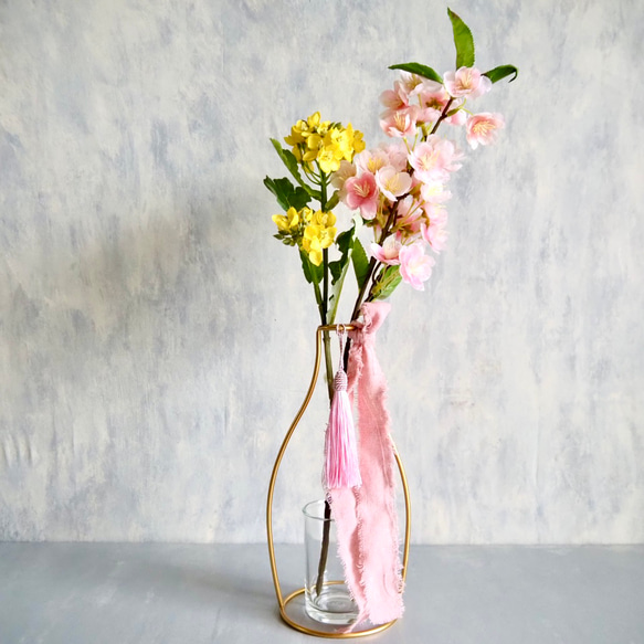 桜と菜の花】｜アーティフィシャルフラワー 花瓶アレンジ| 春｜ギフト