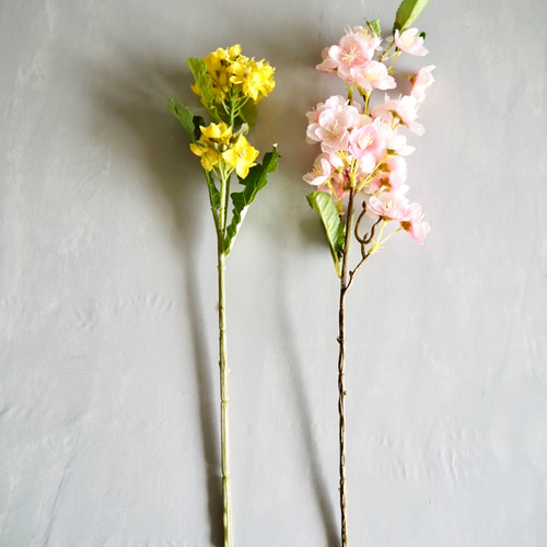 桜と菜の花】｜アーティフィシャルフラワー 花瓶アレンジ| 春｜ギフト