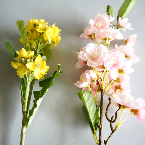 桜と菜の花】｜アーティフィシャルフラワー 花瓶アレンジ| 春｜ギフト